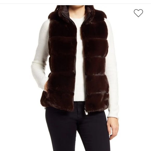 Via Spiga Chocolate Brown Reversible Faux Fur Vest Medium 8-10 - Picture 1 of 12